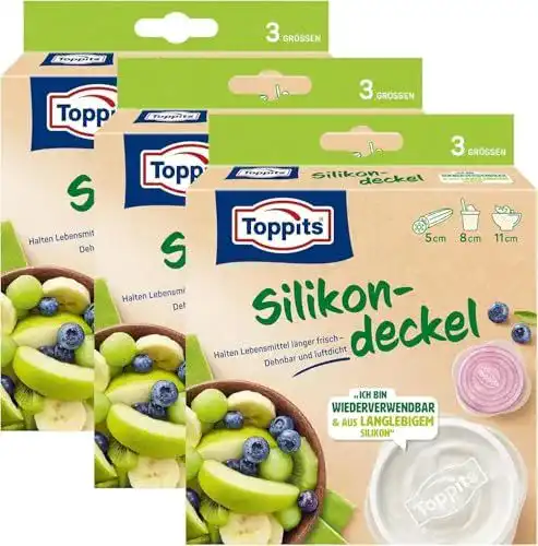 Silikondeckel Toppits 3er Set Wiederverwendbare luftdichte Abdeckung