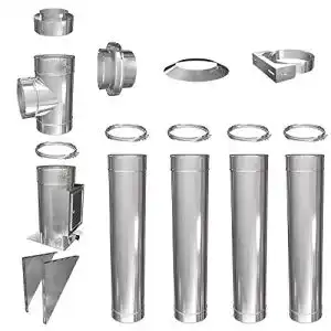 Edelstahlschornstein Set 0,5mm für Wandmontage, Länge 4,8 Meter