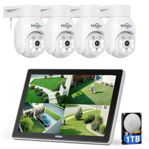 Überwachungskamera mit Monitor von Hiseeu, 5MP und PTZ-Funktion