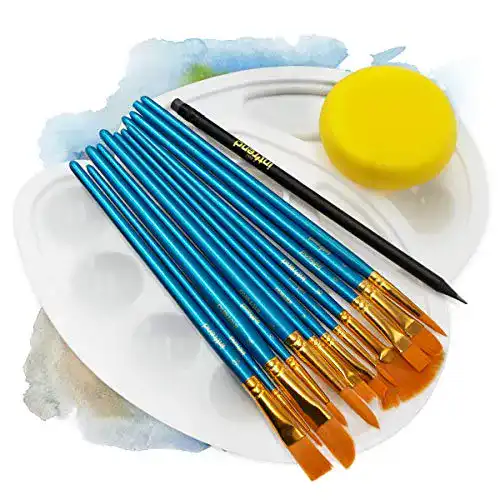 Aquarellpinsel int!rend Pinselset 16-teilig mit 12 hochwertigen Malpinseln