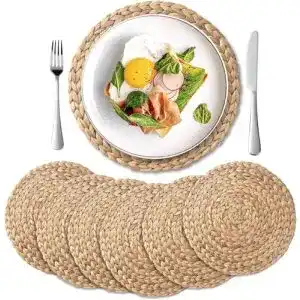 Tischsets YangqiHome Platzset aus Wasserhyazinthe, rund (6er Set)