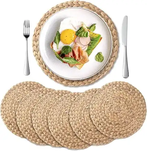 Tischsets YangqiHome Platzset aus Wasserhyazinthe, rund (6er Set)