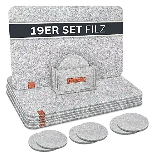 Tischsets Tuleno Tischset Filz grau 19-teilig abwaschbar