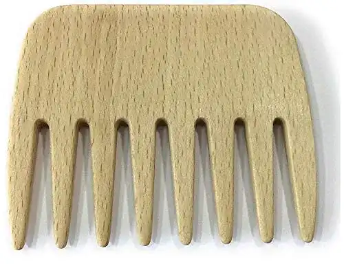 Holzkamm für Locken und Strähnen aus Buche, handgemacht, 9 cm, 8 Zinken