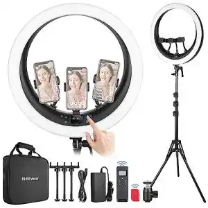Neewer Ringlicht 19 Zoll mit Ständer, 3 Telefonhalterungen und Mini Kugelkopf