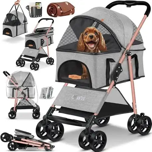 Hundebuggy Lovpet Hundewagen 2in1 Faltbar mit 360° Rädern