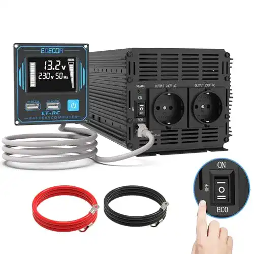 Edecoa 2000 W Wechselrichter 12V auf 230V mit Fernbedienung und USB
