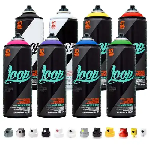 Graffiti Dosen Betterrun LOOP Sprühdosen Set mit 8 Basic Farben