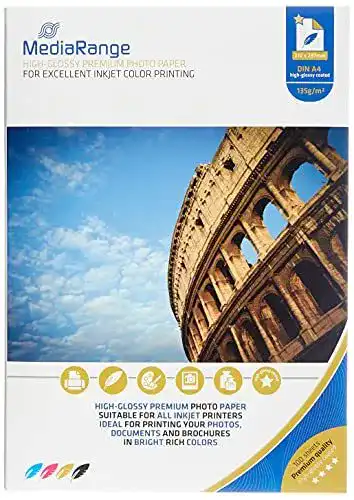 Fotopapier A4 MediaRange für Tintenstrahldrucker, 100 Blatt