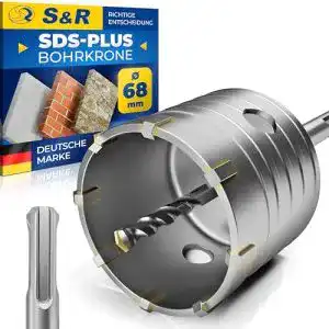 Dosenbohrer S&R Hohl-Bohrkrone Set 68mm mit SDS Plus Adapter 110mm