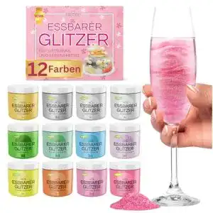 Essbarer Glitzer He-Ju für Getränke und Lebensmittel 12 x 3g