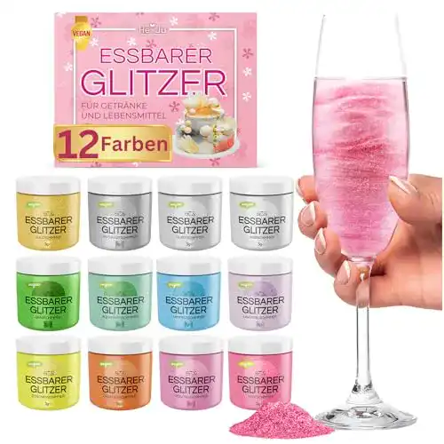 Essbarer Glitzer He-Ju für Getränke und Lebensmittel 12 x 3g