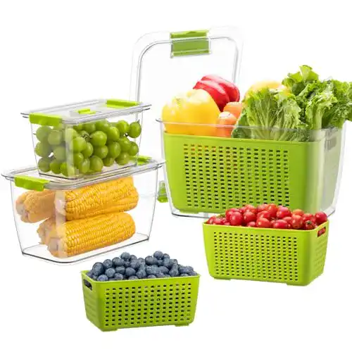 Gemüsebox Luxear Frischhaltedosen für Obst und Gemüse mit Deckel