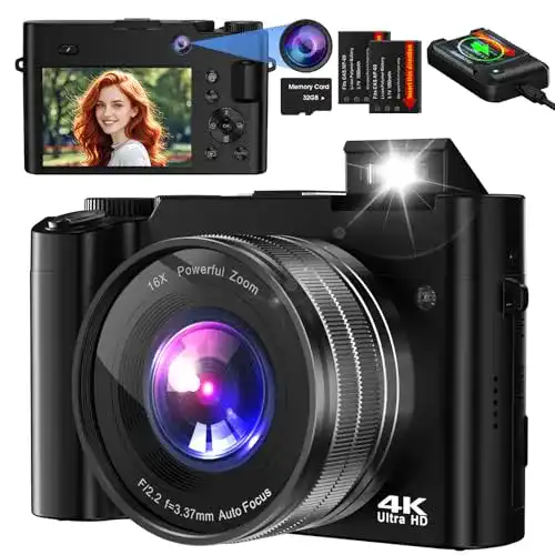 Digitalkamera für Anfänger Bofypoo mit 64MP Autofokus und 32G Speicherkarte