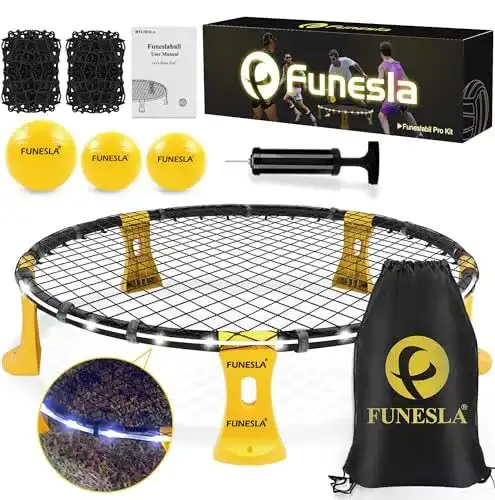Roundnet Funesla Ball Outdoor Spieleset mit Beleuchtung und Zubehör