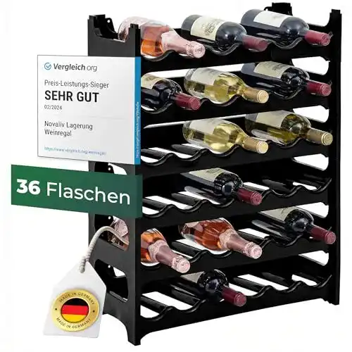 Weinregal Novaliv für 36 Flaschen aus Kunststoff, stapelbar und erweiterbar
