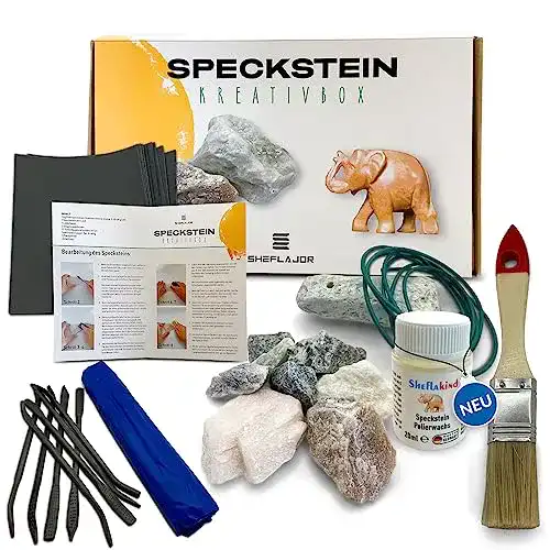 Speckstein Set mit Polierwachs für kreative Projekte
