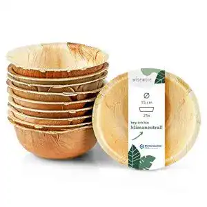 Bio-Einweggeschirr Wiseware Palmblatt Schale, 25 Stück