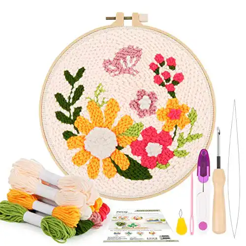 Punch Needle Pllieay Stanznadel-Stickerei Starter-Kit mit Anleitung