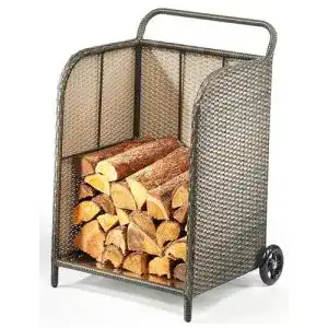 Kaminholzwagen Kobolo Transportwagen aus Polyrattan grau