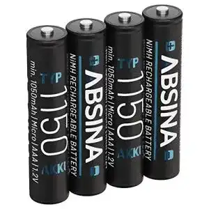 ABSINA AAA Akku 1150 NiMH 4er Pack – Wiederaufladbare AAA Micro Batterien 1,2V