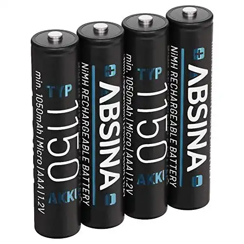 ABSINA AAA Akku 1150 NiMH 4er Pack – Wiederaufladbare AAA Micro Batterien 1,2V