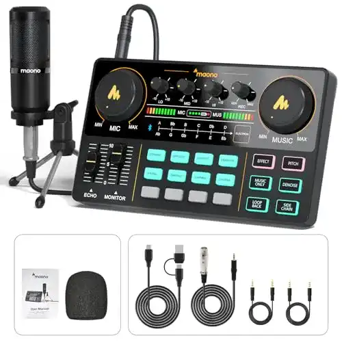 Maono DJ Controller mit Soundkarte und Mischpult für Live-Streaming