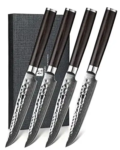 Damast Steakmesser Set XINZUO 4-teilig mit 12,4 cm Klingenlänge