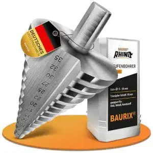 Stufenbohrer BAURIX HSS Rhino 10mm mit Durchmesser 5-35mm