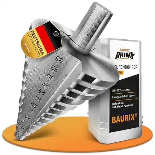 Stufenbohrer BAURIX HSS Rhino 10mm mit Durchmesser 5-35mm