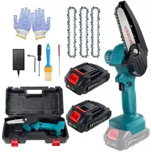Akku-Astsäge Awardroom 21V 4 Zoll Mini Kettensäge mit 2 Akkus