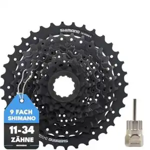 Fahrrad Kassette Shimano CS-HG200 9-Fach 11-34 Zähne Schwarz