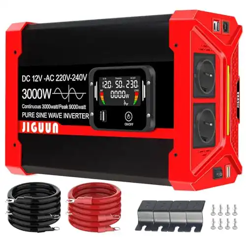 Jiguun 3000W Wechselrichter mit LCD-Anzeige und Fernbedienung