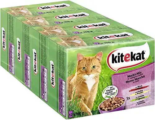 Kitekat Katzenfutter Nassfutter Markt Mix in Gelee 48 Portionsbeutel 85g