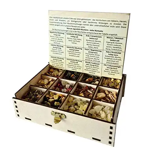 Räucherbox mit 12 Sorten Räuchermischungen von Heilkräuter Manufaktur