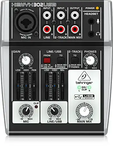 Mini-Mischpult Behringer 302USB 5-Eingangs-Mixer mit USB-Schnittstelle