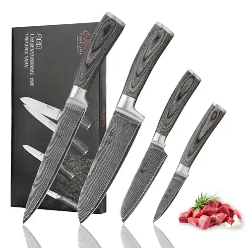 Wakoli Edis 4-teiliges Profi Damastmesser-Set für die Küche