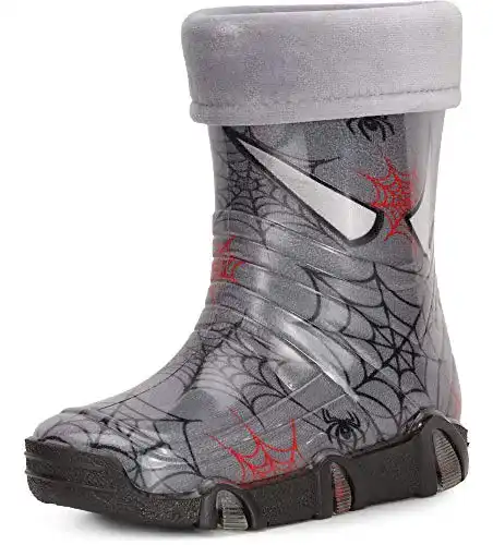 Ladeheid Gummistiefel für Kinder in Dunkelgrau mit Spinnenmuster