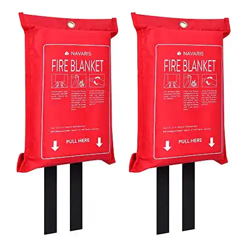 Löschdecke Navaris 2er Set aus Glasfaser 1,20 x 1,20 m für Brandschutz