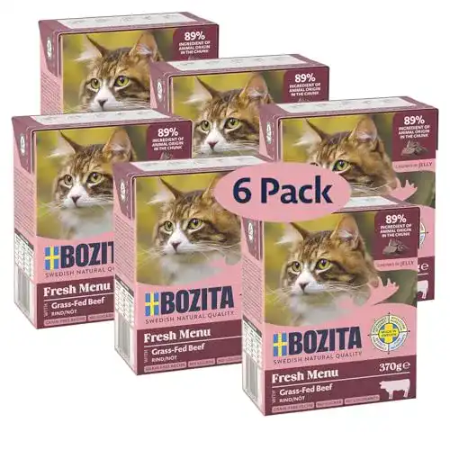 Bozita Katzenfutter Häppchen in Gelee mit Rinderhack Multibox