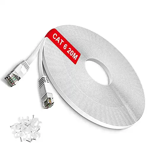 Netzwerkkabel TBMax 20 Meter, Cat 6 Ethernet Kabel Flach RJ45