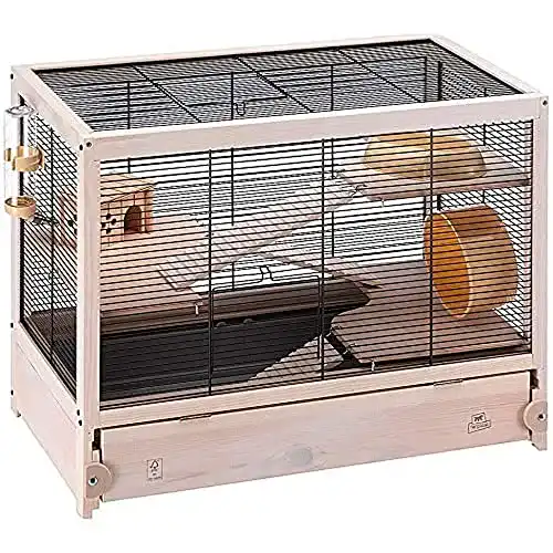 Ferplast Hamsterkäfig aus Holz mit 3 Etagen und Rampen