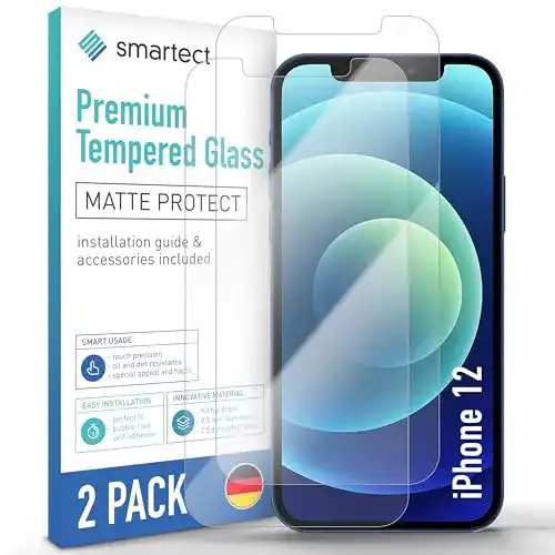 iPhone 12 Panzerglas Smartect Schutzglas 2 Stück Matt kompatibel