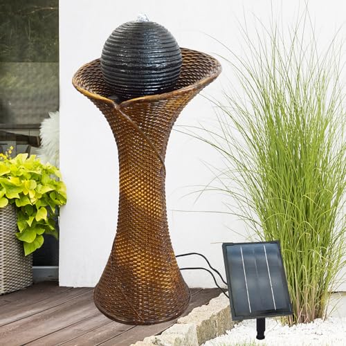 Solar Gartenbrunnen Amur – Zierbrunnen mit Li-Ionen Akku und LED-Licht