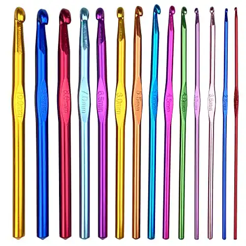 Häkelnadeln Gvolatee Set mit 14 Aluminium Häkelnadeln