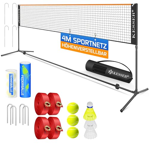 Tennisnetz Kesser Badmintonnetz mit Höhenverstellung und Zubehör