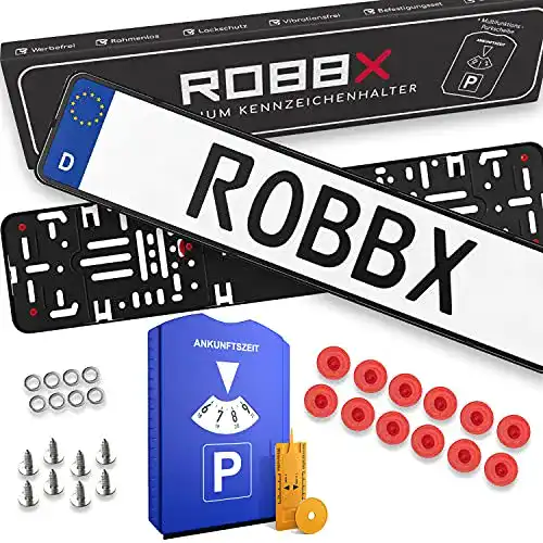Kennzeichenhalter rahmenlos Robbx 2X für Auto mit Zubehör