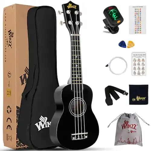 Ukulele Winzz Sopran Starter Kit für Anfänger mit Tasche und Zubehör