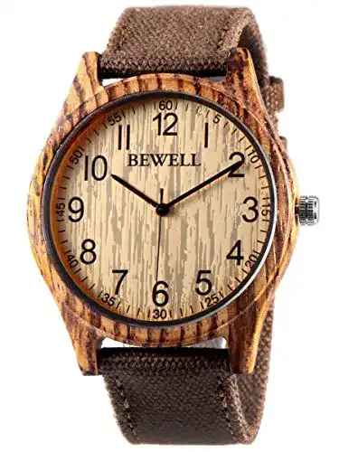 Holzuhren Alienwork Armbanduhr für Herren und Damen in Braun