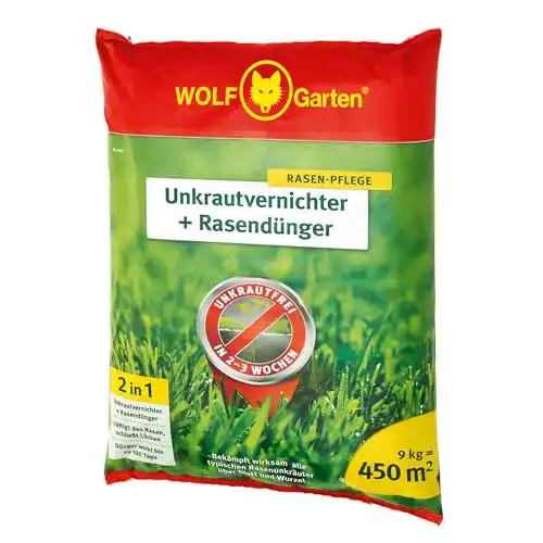 Rasendünger von WOLF Garten 2-in-1 für gesunden Rasen